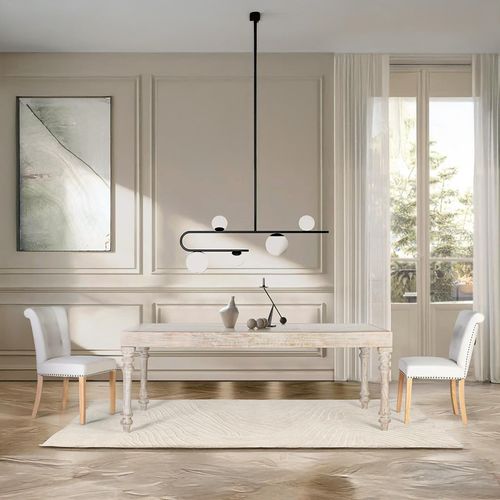 Rovigo Dining Table - White Carved Mango Wood - 8 Seater - 200cm