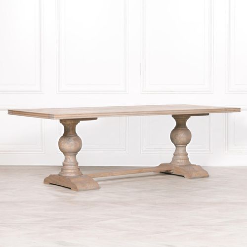 Rustic Mango Wood Double Pedestal Dining Table - 10 Seater - 240cm