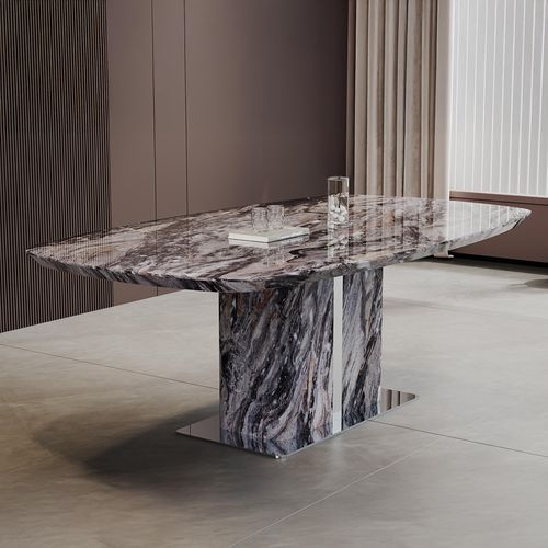 Saronno 6 Seater Grey Marble Dining Table - Sizes Available