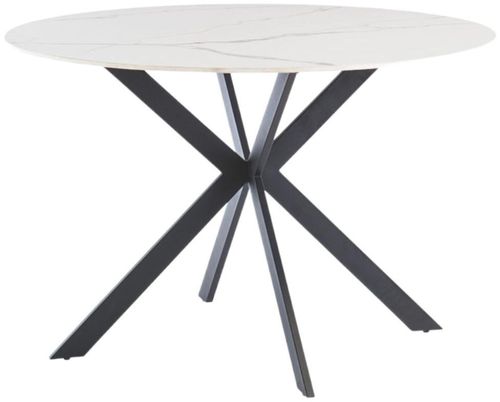 Talia Italy White Sintered Stone 4 Seater Round Dining Table with Spider Legs - 120cm