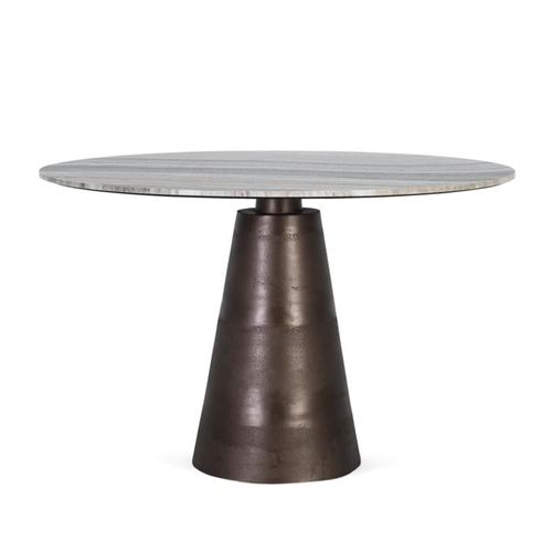 Taranto Dining Table - Grey Marble - 4 Seater - 120cm - Round Pedestal