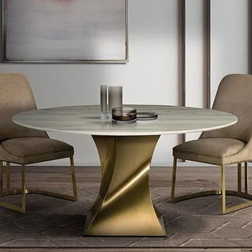 Twist Marble Round Pedestal Dining Table - Variation Available