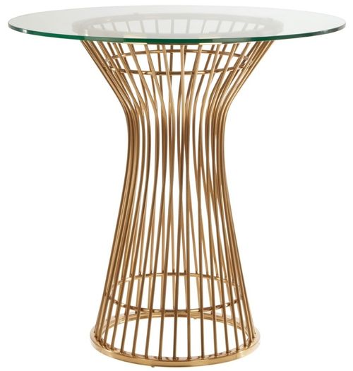 Vogue Glass 2 Seater Round Dining Table with Gold Base