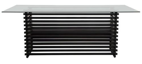 Vogue Glass 8 Seater Dining Table with Black Base