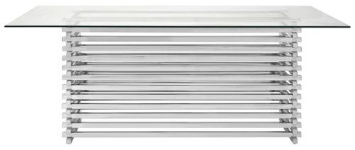 Vogue Glass 8 Seater Dining Table with Chrome Base