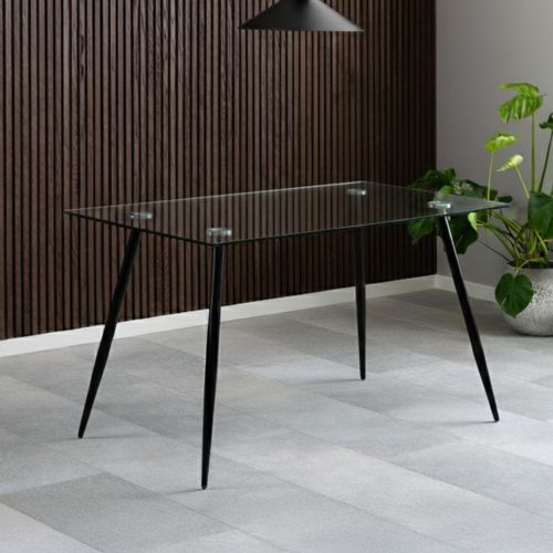 Wilma Glass Top and Black 4 Seater Dining Table - 140cm