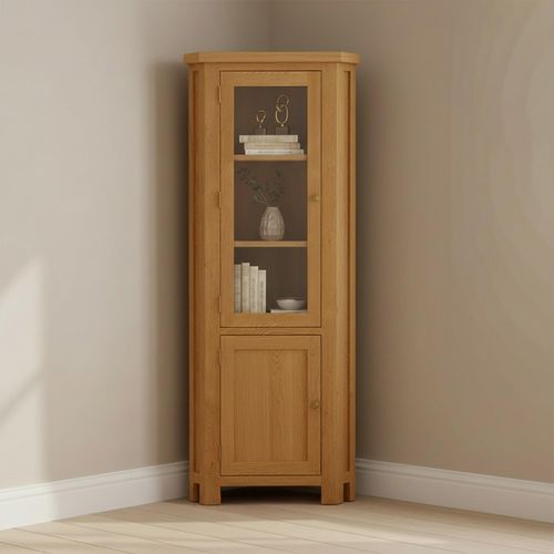 Salisbury Premium Corner Display Cabinet - 2 Door - Oak