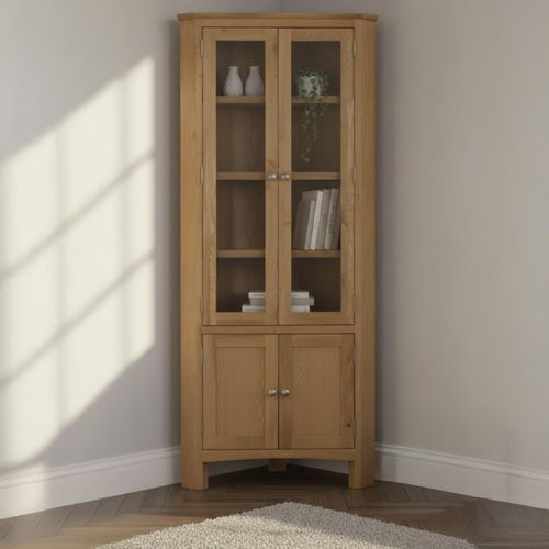 Kilkenny Corner Display Unit - 4 Door - Oak