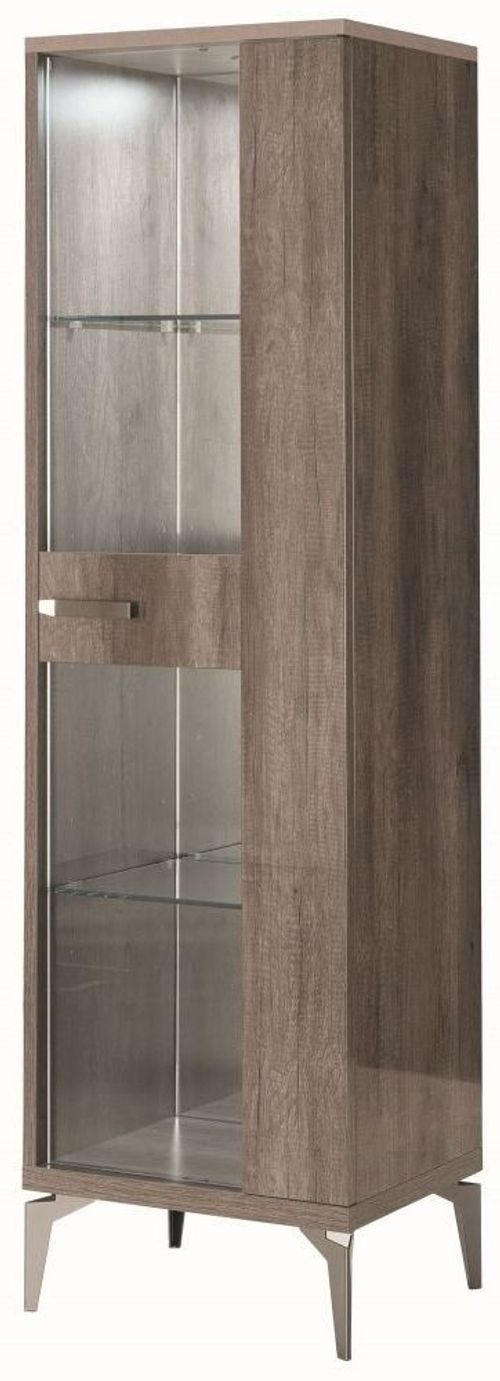 Matera Vitrine - 1 Door - RHF - Wood Grain Gloss