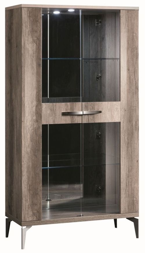 Matera Vitrine - 2 Door - Wood Grain Gloss