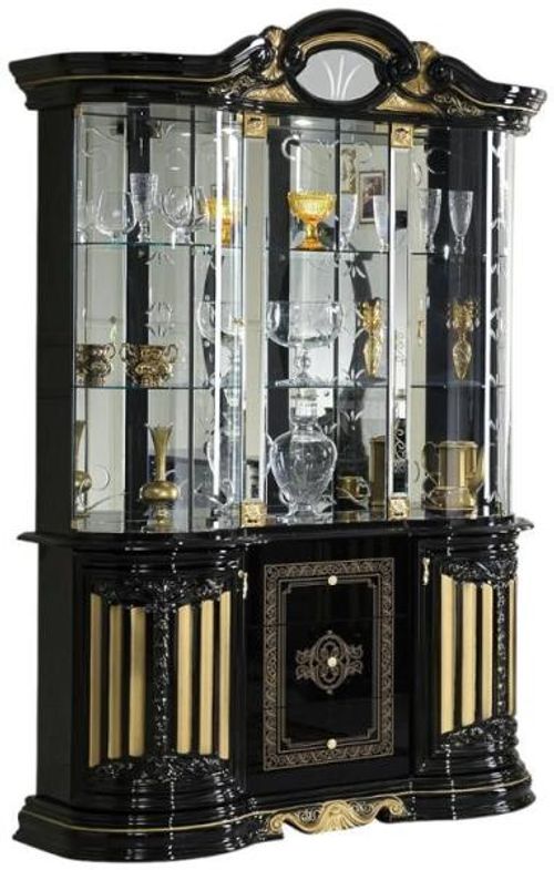 Betty Black Italian 3 Door Display Cabinet
