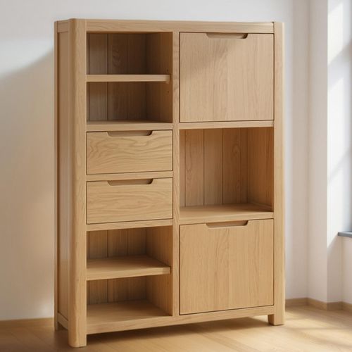 Carly Display Cabinet - 2 Door - High - Oak