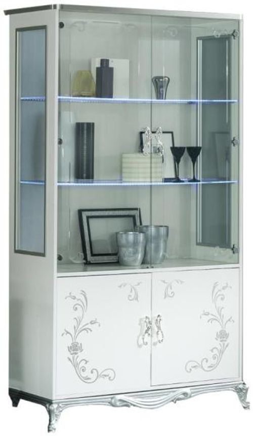 Daniela White Italian 2 Door Display Cabinet