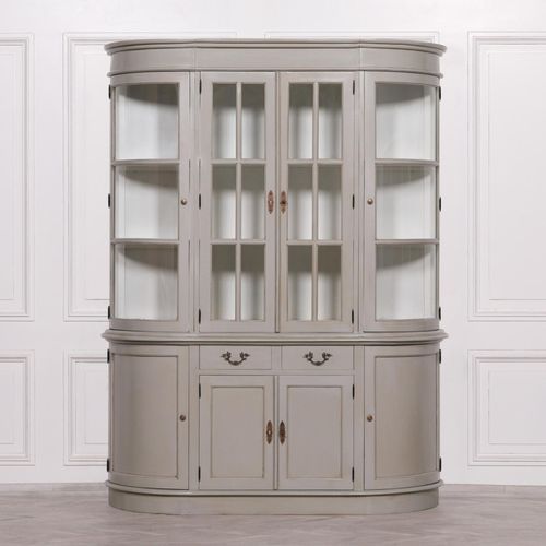 Grey Mahogany Display Cabinet - Curved