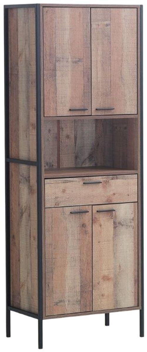 Industrial Rustic Oak Effect Tall Storage Cabinet