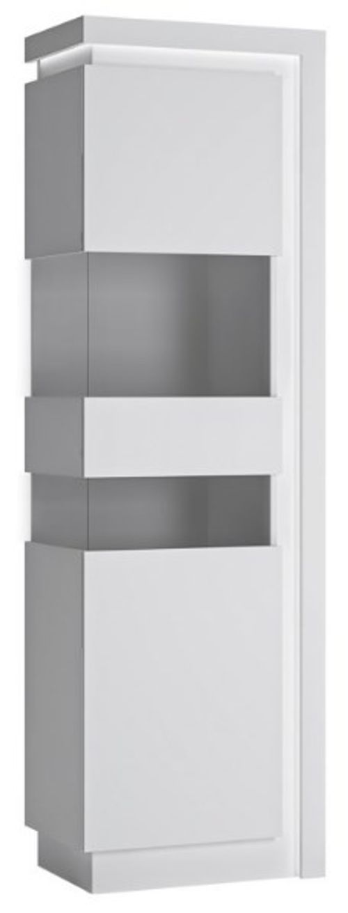 Lyon White Gloss Narrow Display Cabinet - LHD