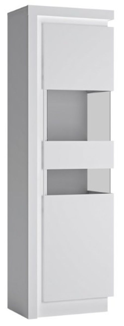 Lyon White Gloss Narrow Display Cabinet - RHD