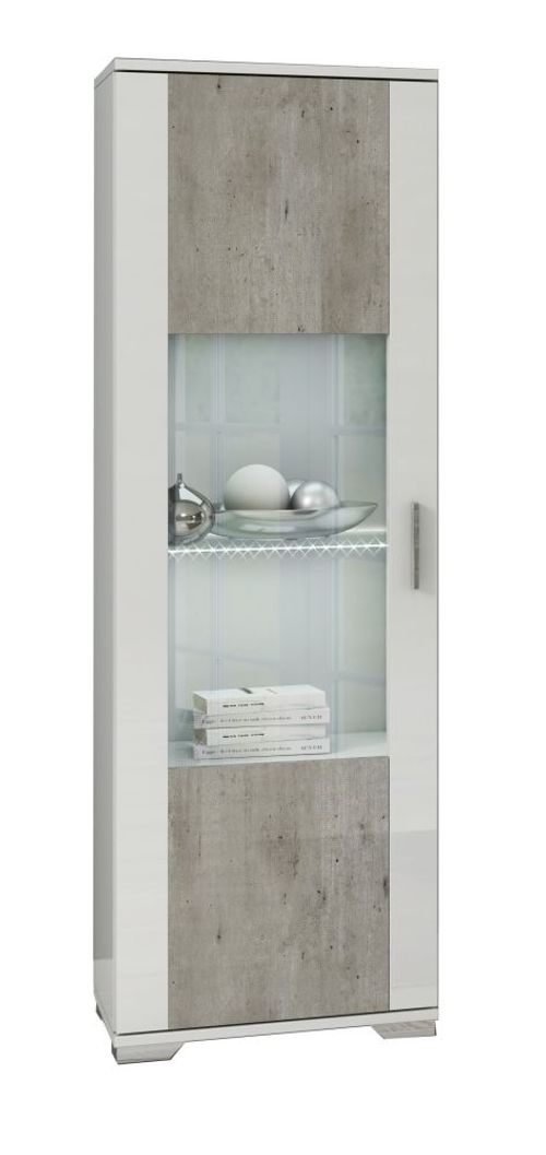 Messina White and Grey 1 Door Display Cabinet LHF