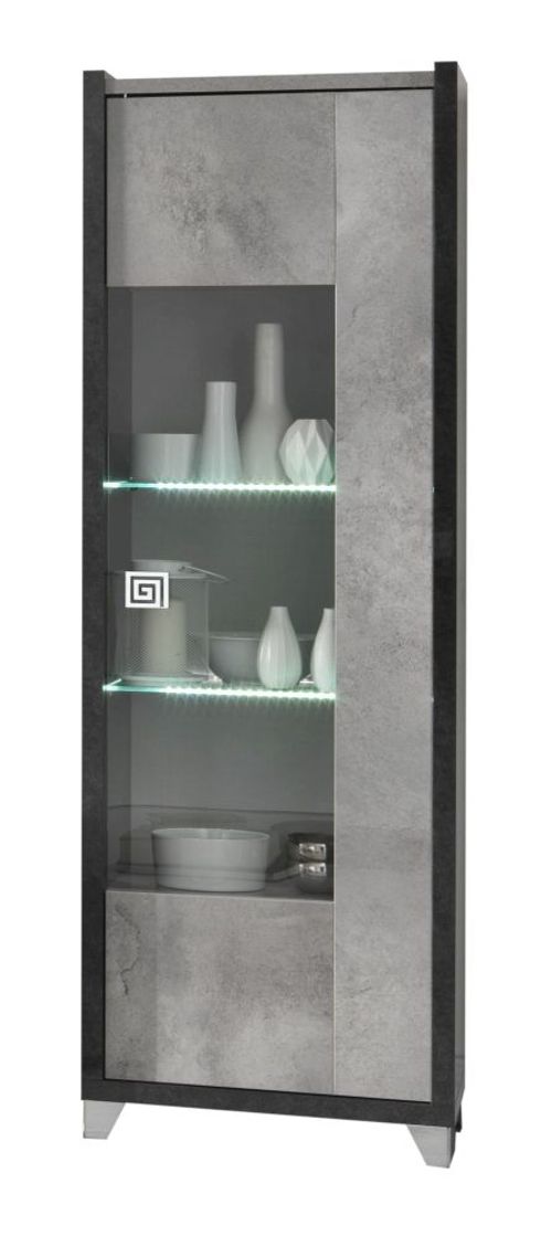 Milo Grey 1 Door Display Cabinet RHF