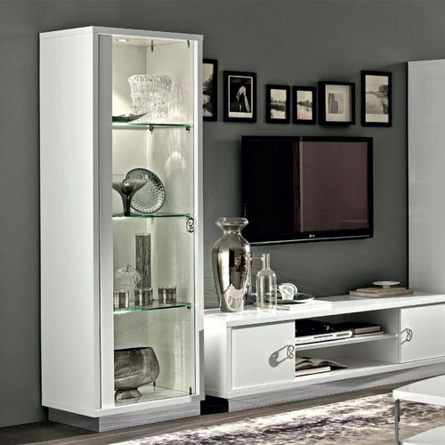 Roma Vitrine - 1 Door - Glamuor - White