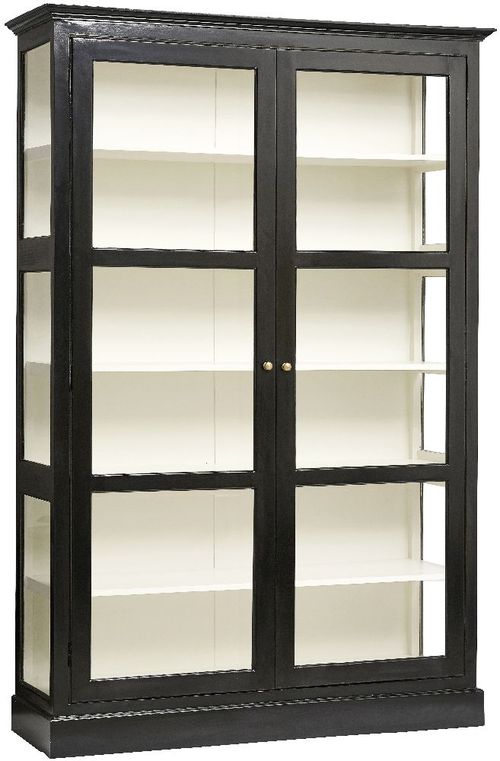 Classic Black Mango Wood 2 Door Display Cabinet