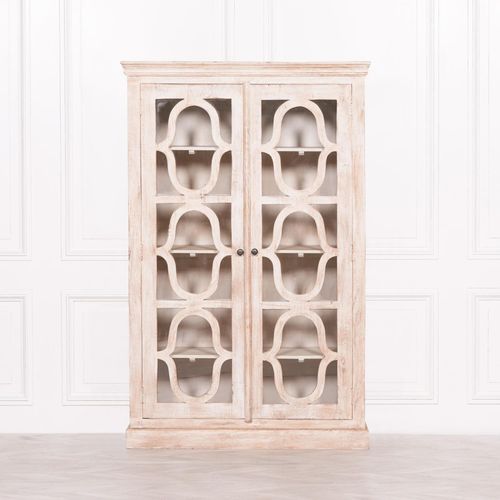 Washed Mango Wood Display Cabinet - 2 Door