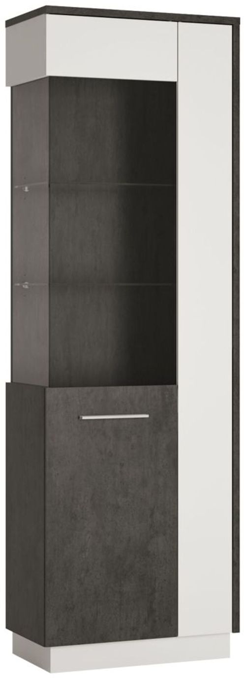 Zingaro Grey and White Tall Glazed Display Cabinet - LHF
