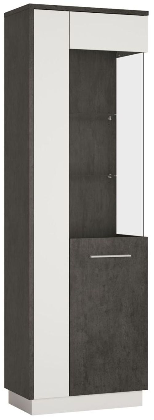 Zingaro Grey and White Tall Glazed Display Cabinet - RHF
