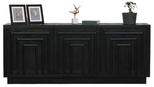 Contemporary Black Mango Wood 3 Door Extra Large Sideboard