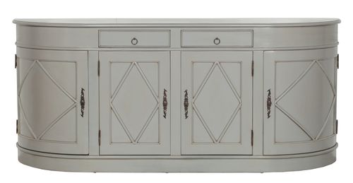 French Style Grey Mahogany Curved 4 Door Extra Large Sideboard - 200cm