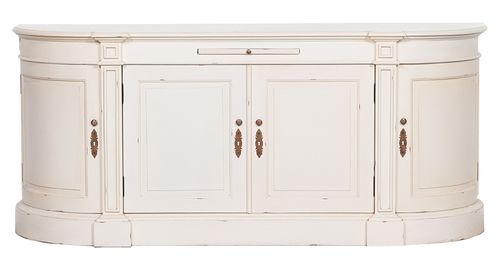 French Style Ivory Mahogany Curved 4 Door Extra Large Sideboard