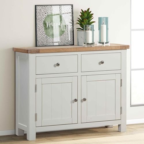 Hayley Oak and White 2 Door Small Sideboard - 96cm