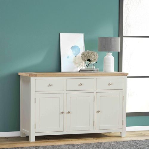 Hayley Oak and White 3 Door Medium Sideboard - 137cm
