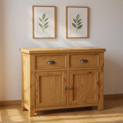 Janelle Rustic Oak 2 Door Small Sideboard - 106cm