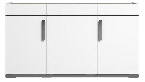 Modern Mara White 140cm Medium Buffet 3 Door Sideboard with Metal Handle