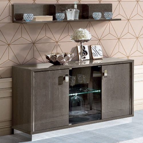 Modum Platinum Italian Silver Slim Medium Buffet Sideboard