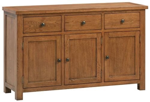Original Rustic Oak Medium 3 Door Sideboard