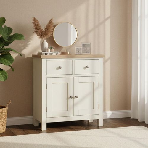 Modern Small Sideboard - 75cm - 2 Door - White Painted