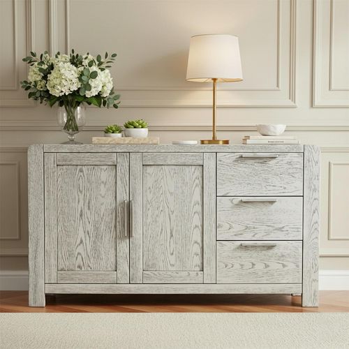 Amsterdam Medium Sideboard - 2 Door - Grey Washed Oak - 140cm