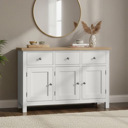 Modern Large Sideboard - 120cm - 3 Door - Grey Painted