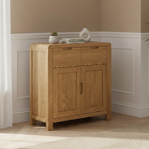 Thurlestone Curved Small Sideboard - 2 Door - Oak - 88cm