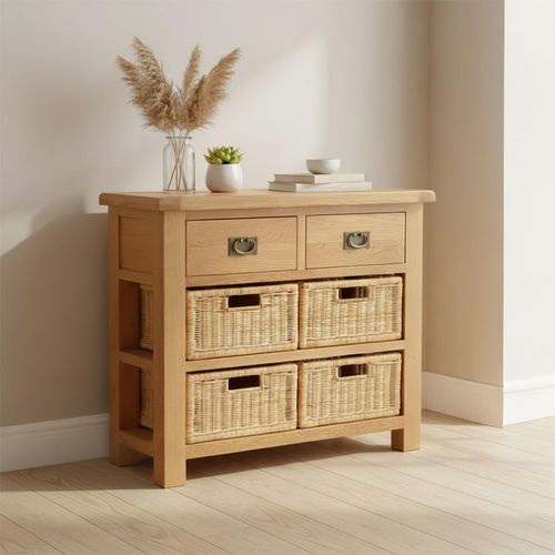 Salisbury Premium Small Sideboard - with Baskets - Oak - 100cm