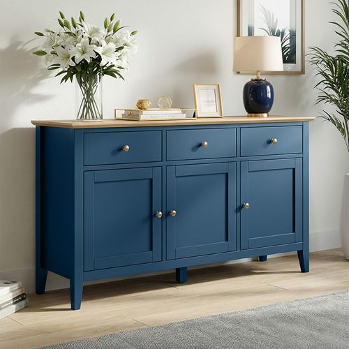 Marlow Medium Sideboard - 130cm - 3 Door - Blue