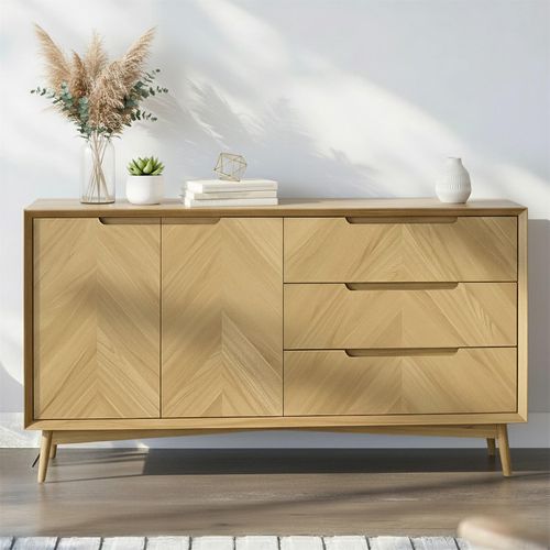 Valencia Herringbone Medium Sideboard - 2 Door - Oak - 150cm