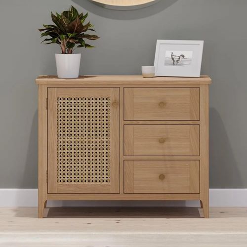 Henley Oak and Rattan Small Sideboard