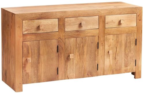 Ajmer Light Mango Wood 135cm Medium 3 Door Sideboard