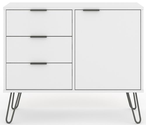 Augusta White 90cm Small Sideboard with Hairpin Legs