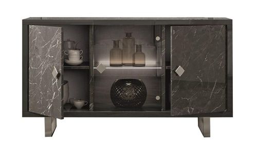 Carvelle Dark Grey 3 Door Medium Sideboard - 155cm
