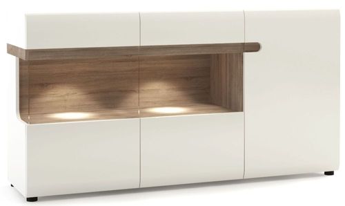 Chelsea White Gloss Large Glazed Sideboard - 3 Doors