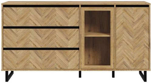 Chevron Oak Effect Medium Sideboard - 2 Doors